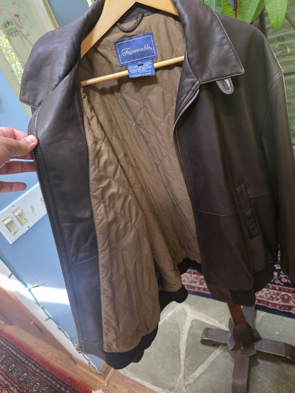 FRENCH VINTAGE FACONNABLE LAMB LEATHER JACKET XL - Picture 7 of 16